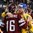 COLOGNE, GERMANY - MAY 11: Sweden's Carl Klingberg #48 and Latvia's Kaspars Daugavins #16 share some words following Sweden's 2-0 preliminary round win at the 2017 IIHF Ice Hockey World Championship. (Photo by Andre Ringuette/HHOF-IIHF Images)


